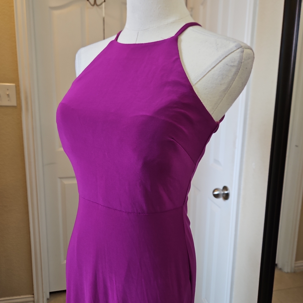 Jump Apparel Magenta Halter Neck Evening Gown – Size 3/4 - Picture 4 of 11